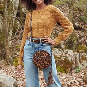 Leather Patricia Nash Scafati Leopard Haircalf crossbody bag